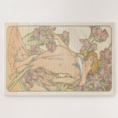 Die Blume - Iris 1898: Ein Jugendstil von Mucha Puzzle (Horizontal)