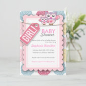 Die Blume ist farbig und mit einer Babydusche ausg Einladung (Stehend Vorderseite)