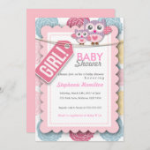 Die Blume ist farbig und mit einer Babydusche ausg Einladung (Vorne/Hinten)