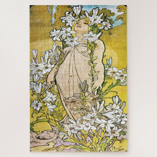 Die Blume - Lilie: Ein Jugendstil von Mucha Puzzle