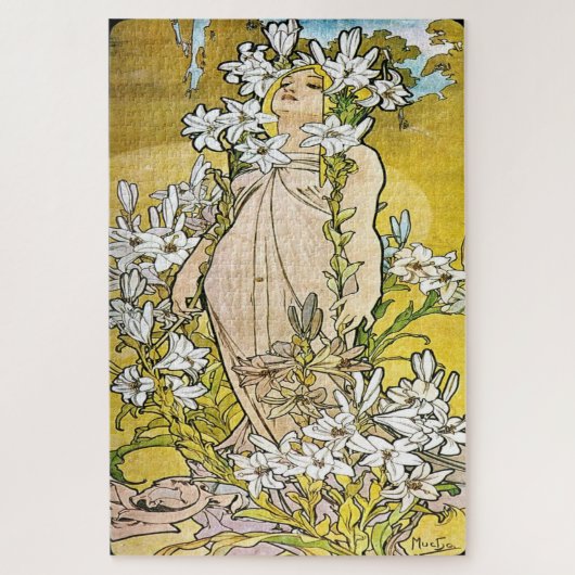 Die Blume - Lilie: Ein Jugendstil von Mucha Puzzle (Vertikal)
