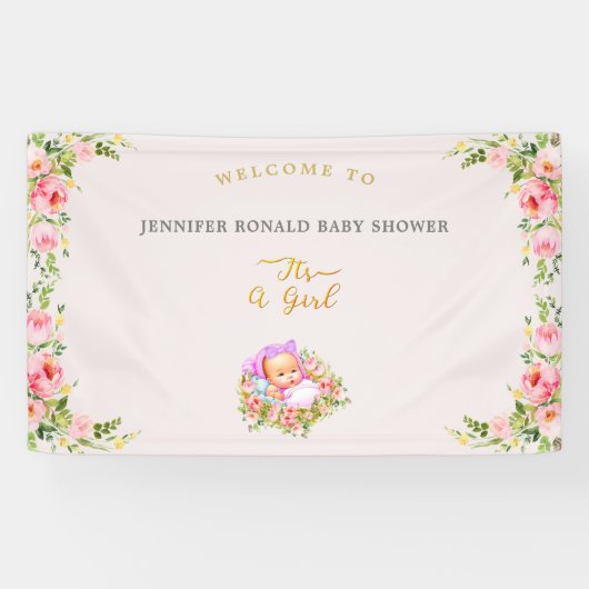 Die Blume Rosa und Gold ist ein Thema für Mädchen. Banner (Horizontal)