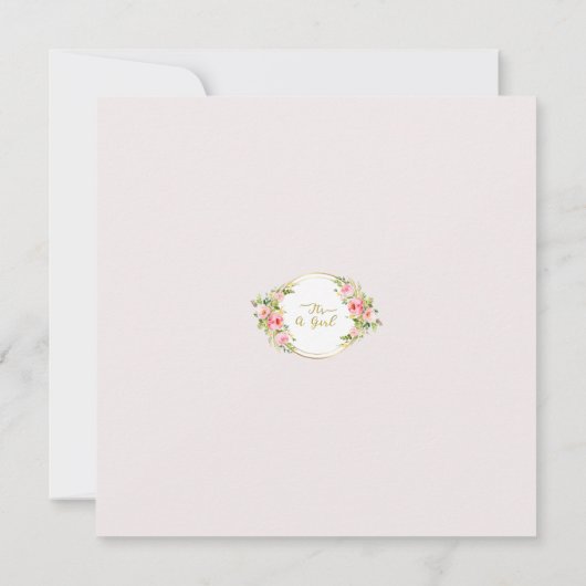 Die Blume Rosa und Gold ist ein Thema für Mädchen. Einladung (Rückseite)