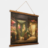 Die Blume Shop Digitale Kunst Wandteppich Mit Holzrahmen (Gewinkelt)