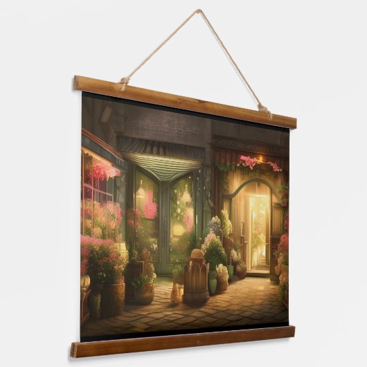 Die Blume Shop Digitale Kunst Wandteppich Mit Holzrahmen (Gewinkelt)