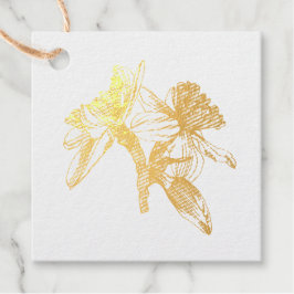 Die Blume sind mit einem Strauß versehen. Goldene Geschenkanhänger