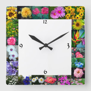 DIE BLUME ZEIGT QUADRATISCHE WANDUHR