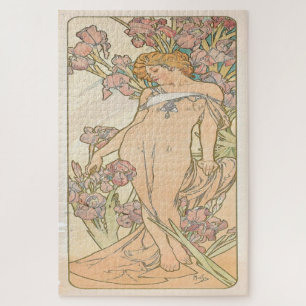 Die Blumen - Iris 1898: Ein Jugendstil von Mucha Puzzle