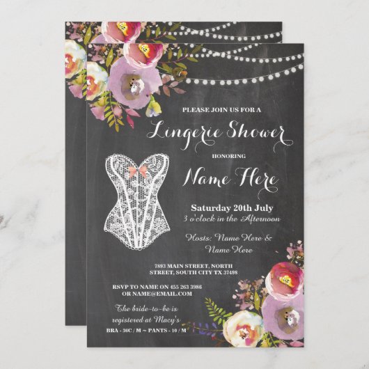 Die Blumen Wäsche-Duschen-Brautparty-Kreide laden Einladung (Vorne/Hinten)