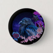 Die Blumengalaxie des Raven | Goth Abzeichen Button (Vorderseite)