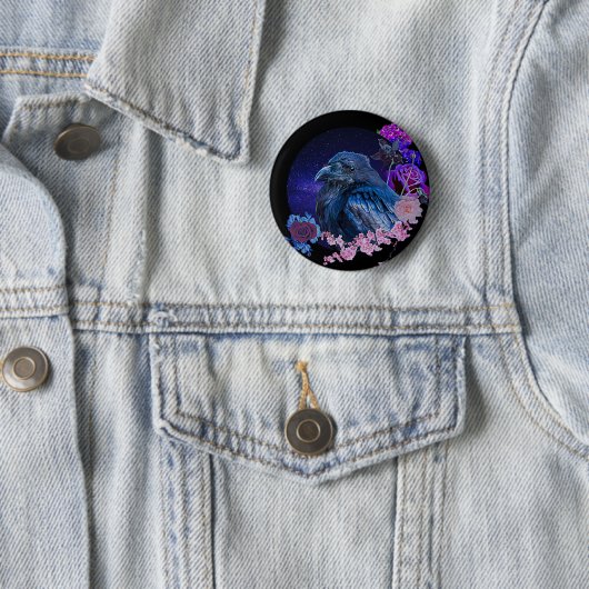Die Blumengalaxie des Raven | Goth Abzeichen Button (Beispiel)