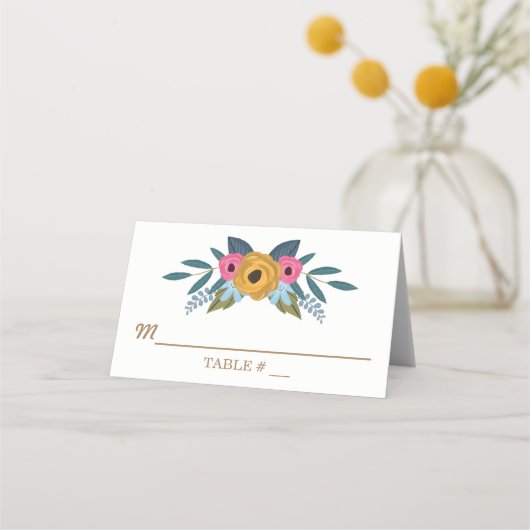 Die Blumenzeremonie der weißen Hochzeit Platzkarte (Vorderseite)