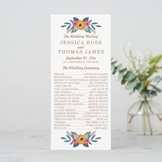 Die Blumenzeremonie der weißen Hochzeit Programm (Stehend Vorderseite)