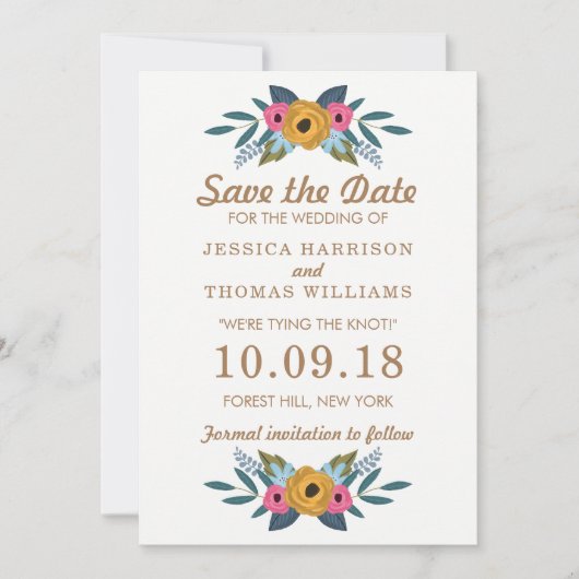 Die Blumenzeremonie der weißen Hochzeit Save The Date (Vorderseite)