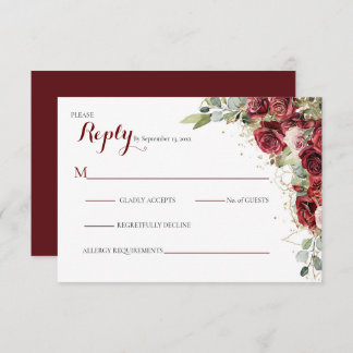 Die Blushing-Bride-Rote Rose-Hochzeit RSVP Karte