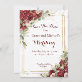 Die Blushing-Bride-Rote Rose-Hochzeit Save The Date (Vorderseite)