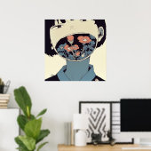 Die Blüte der Stille - Surrealer Grafik-Artposter Poster (Heimbüro)