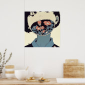 Die Blüte der Stille - Surrealer Grafik-Artposter Poster (Küche)