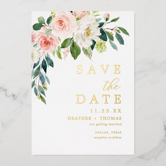 Die Blütenblüte der goldenen Fohlen rettet die Dat Folieneinladung (Vorderseite)