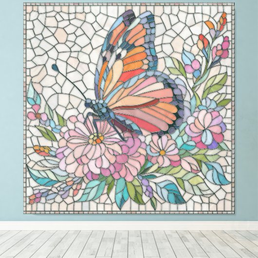 Die Blütenflüster - Mosaikkunst Leinwanddruck (Insitu (Holzboden))