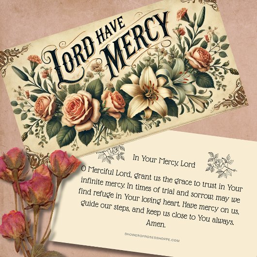 DIE BODENKARTE HAT DIE MERCY PRAYER HOLY CARD PLATZKARTE
