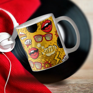 Die Bomb Retro Lips Red/Gold ID553 Kaffeetasse