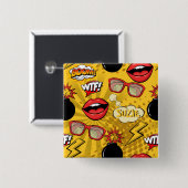 Die Bombe Retro Lips Red/Gold ID553 Button (Vorne & Hinten)