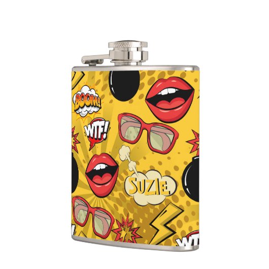 Die Bombe Retro Lips Red/Gold ID553 Flachmann (Links)