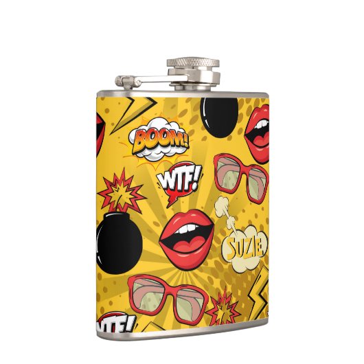 Die Bombe Retro Lips Red/Gold ID553 Flachmann (Rechts)