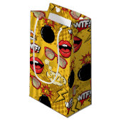 Die Bombe Retro Lips Red/Gold ID553 Kleine Geschenktüte (Vorderseite Schrägansicht)