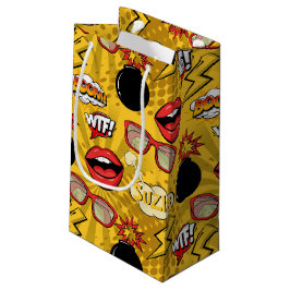 Die Bombe Retro Lips Red/Gold ID553 Kleine Geschenktüte