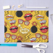 Die Bombe Retro Lips Red/Gold ID553 Seidenpapier (Handwerk)