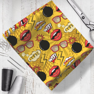 Die Bombe Retro Lips Red/Gold ID553 Stoff