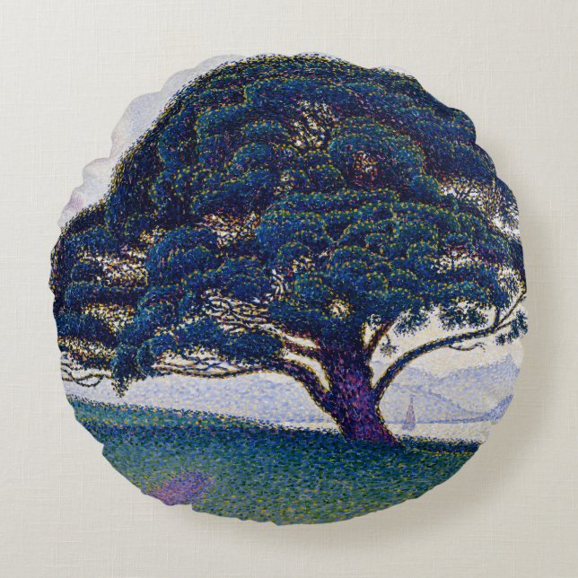 Die Bonaventure Pine - Paul Signac Rundes Kissen (Vorderseite)