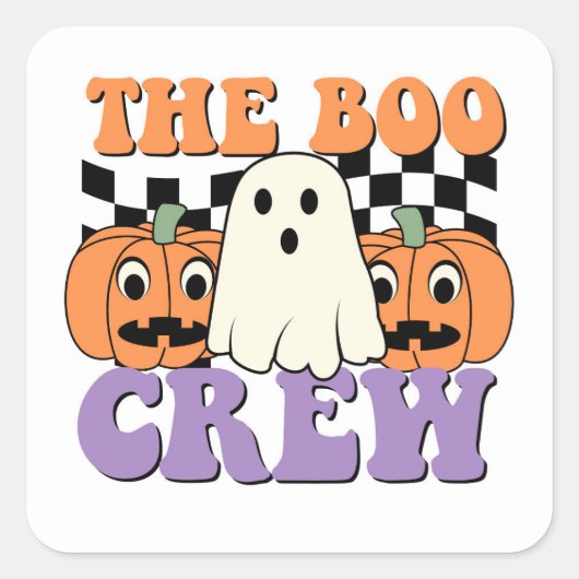 Die Boo-Crew Niedliche Halloween-Aufkleber Quadratischer Aufkleber (Vorderseite)