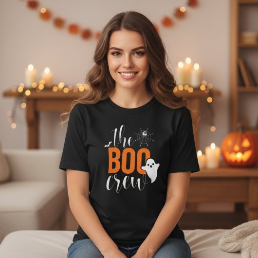 Die Boo-Crew Orange und Black Halloween T-Shirt