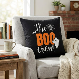 Die Boo-Crew Orange und Schwarzes Halloween Kissen