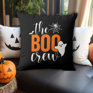 Die Boo-Crew Orange und Schwarzes Halloween Kissen