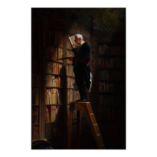 Die Bookworm von Carl Spitzweg Poster (Vorderseite)