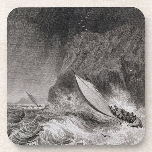 Die Boote vor Walden Insel in einem Schnee Getränkeuntersetzer (Vorderseite)