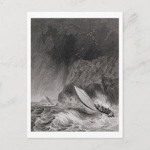 Die Boote vor Walden Island in einem Schneesturm, Postkarte