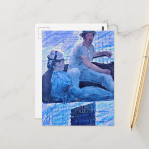 Die Bootsfahrt Mixed-Media-Collage Mann und Frau Postkarte