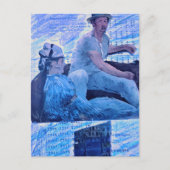 Die Bootsfahrt Mixed-Media-Collage Mann und Frau Postkarte (Vorderseite)