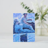 Die Bootsfahrt Mixed-Media-Collage Mann und Frau Postkarte (Stehend Vorderseite)