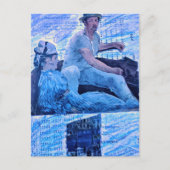 Die Bootsfahrt Mixed-Media-Collage Mann und Frau Postkarte (Vorderseite)