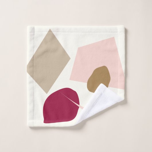 Die bordeauxrote Fläche, abstraktes geometrisches  Badhandtuch Set (Waschlappen)