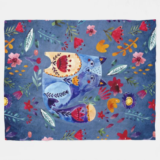 Die böse Katze im Blumengarten Fleecedecke (Vorderseite (Horizontal))