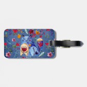 Die böse Katze im Blumengarten Gepäckanhänger (Rückseite horizontal)