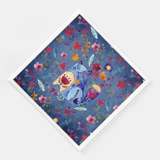 Die böse Katze im Blumengarten Serviette (Ecke)