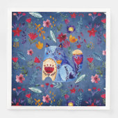 Die böse Katze im Blumengarten Serviette (Vorderseite)